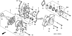 VFR800 L. cover / water pump