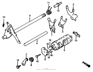 MB5 Shift drum + shift fork