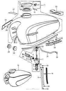 CL350 Fuel tank + fuel valve