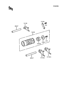 KX60 Gear change drum & forks