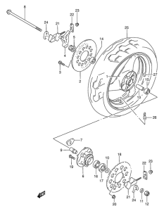 GSX250 Rear wheel complete assy