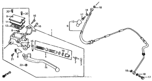 CB700SC Clutch master cylinder + left control lever