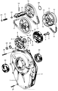 P50 Right crankcase cover + primary drive