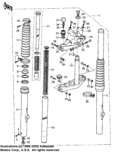 KX125 Вилка передней оси
