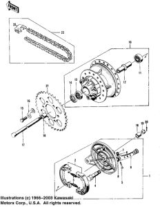  Rear hub / brake / chain