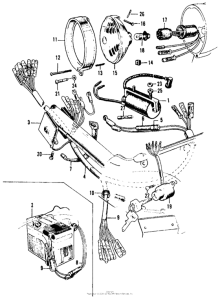 CA105 Headlight + battery + wire harness