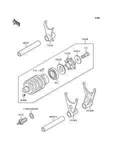 ZX400 Gear change drum & forks