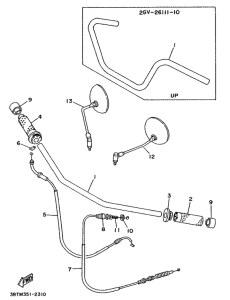 XV535S (FLAT) Steering handle. cable