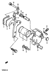 TS250 Передний суппорт тормозной