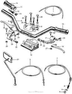 CA95 Control levers (2) + cables (2) + handlebar (2)