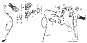 CR125R Handle lever / switch cable