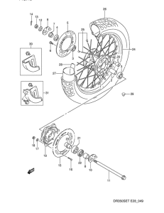 DR350 Rear wheel complete assy