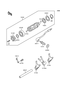 VN400 Gear change drum & forks