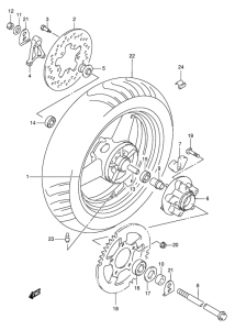 GSX600 Rear wheel complete assy