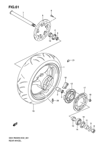 GSX-R600 Rear wheel complete assy