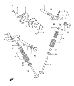 DR250 Распределительный вал-клапаны