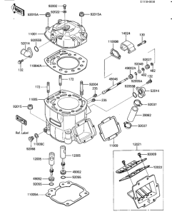 KX500 Cylinder head / cylinder / reed valve