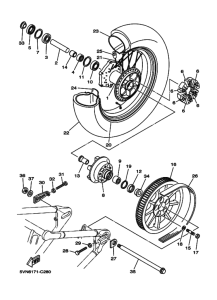 XV1700AT XV17ATX Rear wheel complete assy