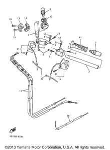 YZF1000RJC Steering handle  cable