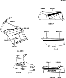 ZX600 Decals(ebony / bronze-guns)(zx600-c2 / c3)