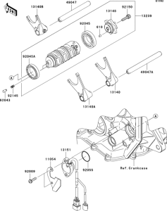 ZX600 Валы и вилки переключения передач