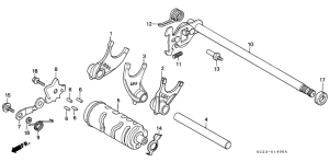 CM125C Shift drum / shift fork