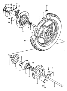 GS550 Rear wheel complete assy