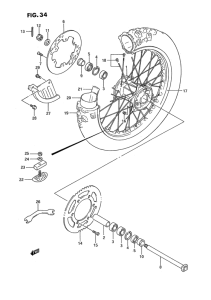 RM125 Rear wheel complete assy