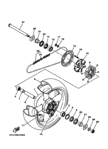 MT01 Rear wheel complete assy