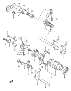 RM125 Переключение передач