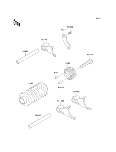 KX65 Валы и вилки переключения передач
