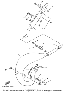 YZ125K1 Выхлопная система