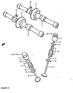 GS650 Распределительный вал-клапаны