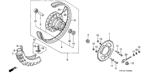 XR80R Rear wheel complete assy