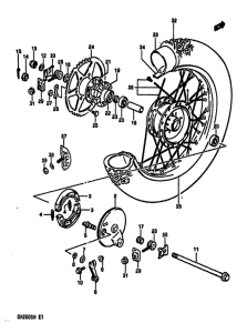 DR250 Rear wheel complete assy