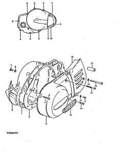 TS250 Crankcase cover ass`y  (v