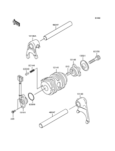  Gear change drum & forks