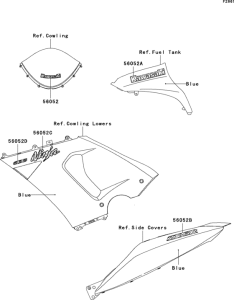 ZX636 Наклейки (синие)