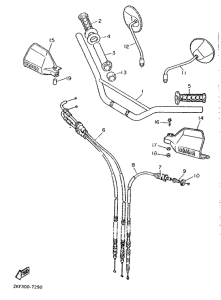 XT600H (33.OKW) Steering handle. cable