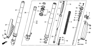 CR85R Вилка передней оси