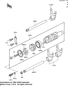 KZ1100 Gear change drum & forks