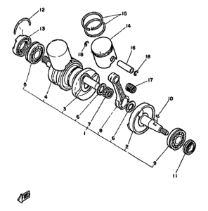 RD350LC Коленчатый вал и поршни