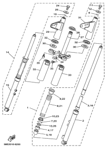YB-1 Front fork assy(ur silv
