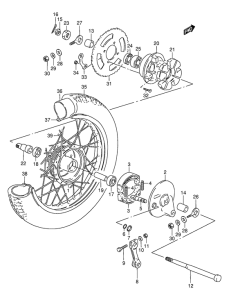 BX120 Rear wheel complete assy