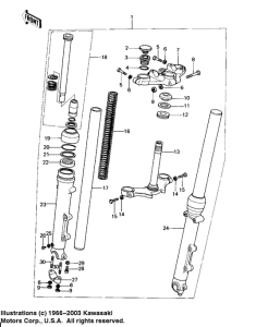 KZ650 Вилка передней оси
