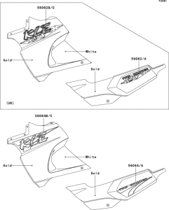 KLE500 Decals(gold / white)(kle500-a11)