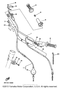 YZ125N Steering handle - cable