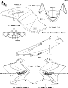 ZX1200 Decals(silver)(zr1200-c2h)