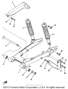 DT125C Rear arm - rear cushion - chain case