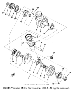 RD400F Коленвал и поршни
